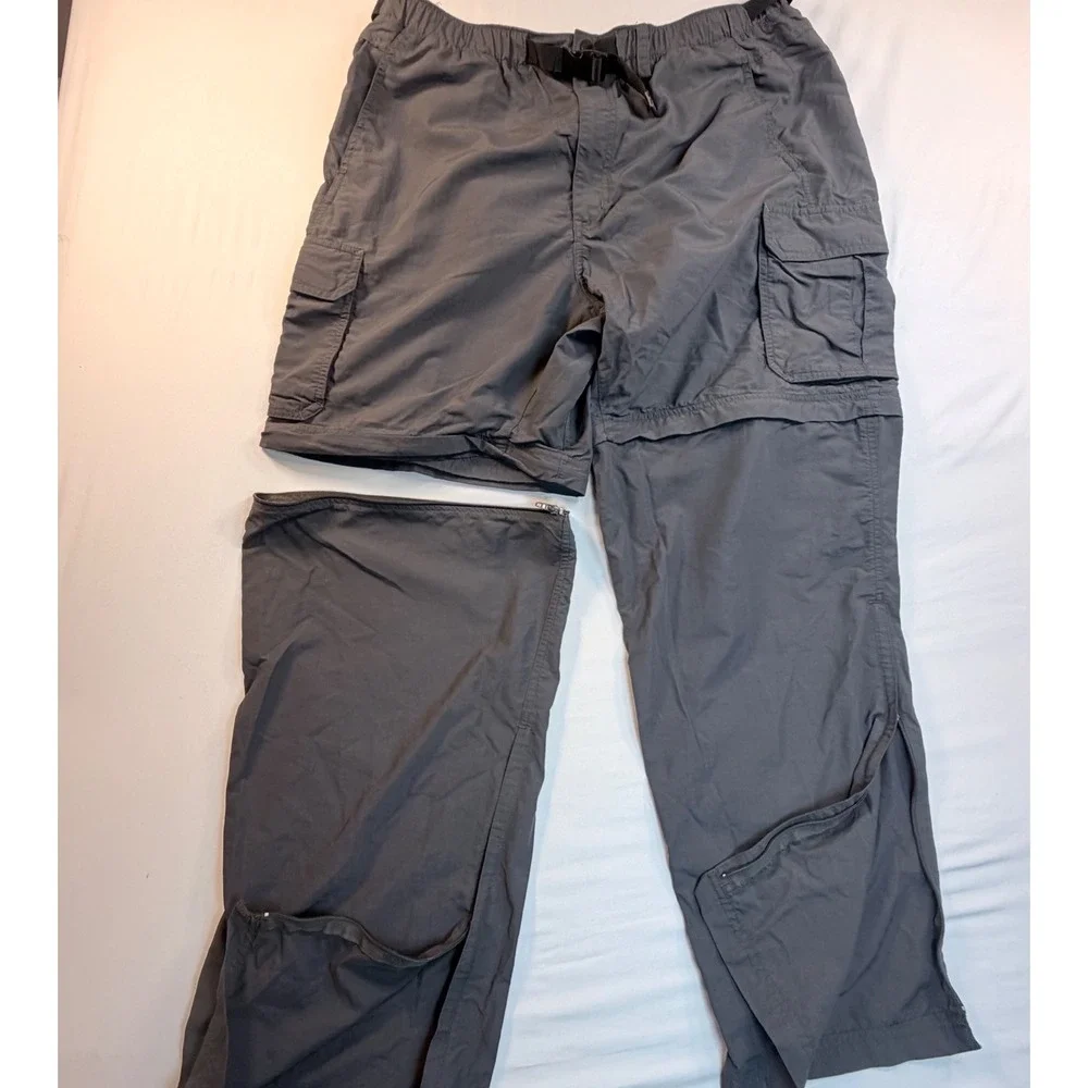 REI Convertible Hiking Pants Mens XL Gray Zip Off Cargo Nylon Outdoor Trail